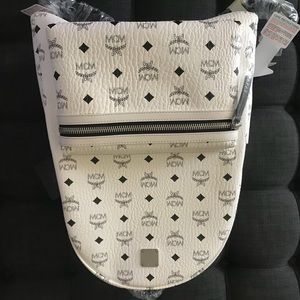 NEW MCM BACKPACK WHITE BAGGAGE SCHOOLBAG